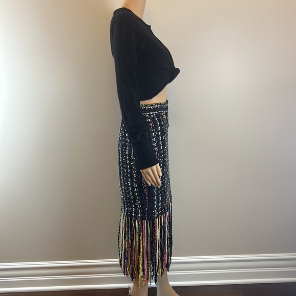 MSGM Pearl Embellished Tweed Skirt with Fringe - Picture 6 of 9